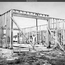 Framing is underway. West Side Firehouse, Santa Cruz, California c.1954.