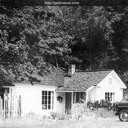 Norma outside the house in Glenwood. Jack and Norma lived here (with their cats) while Jack worked on the West Side Firehouse. Their automobile at that time was a Willys Jeepster. Glenwood, California c.1954.&nbsp;
