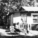 Norma with one of the cats. Oakland, California c.1954-55.